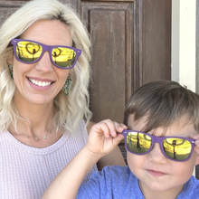Load image into Gallery viewer, Adult + Kid Purple &amp; Gold Sunglasses
